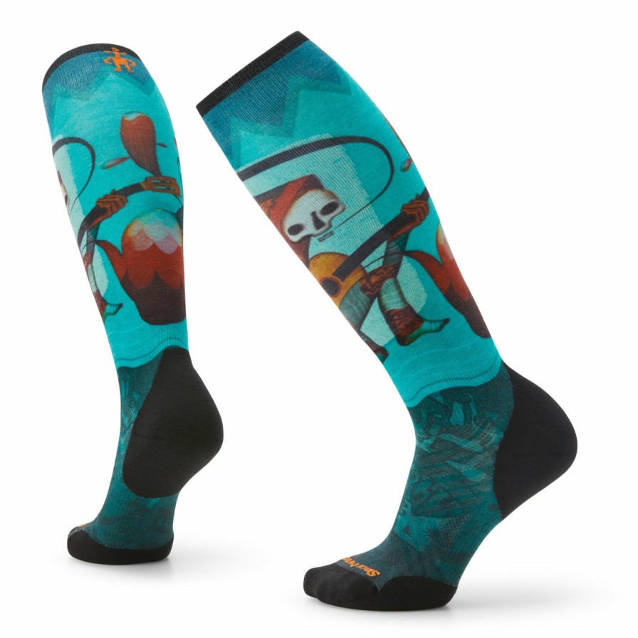 Socks * | Smartwool Ski Targeted Cushion Print Otc Socks Women'S Twilight Blue