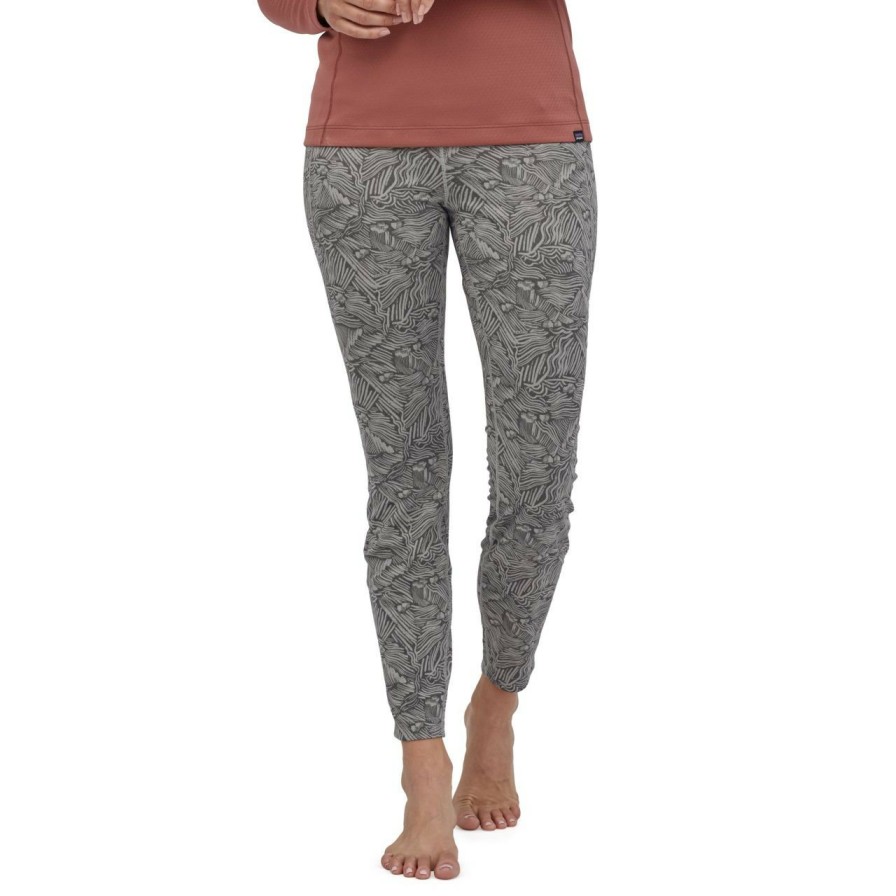 Baselayers & Underwear * | Patagonia Capilene Midweight Bottoms Women'S (Spring 2022) Hut To Hut / Salt Grey