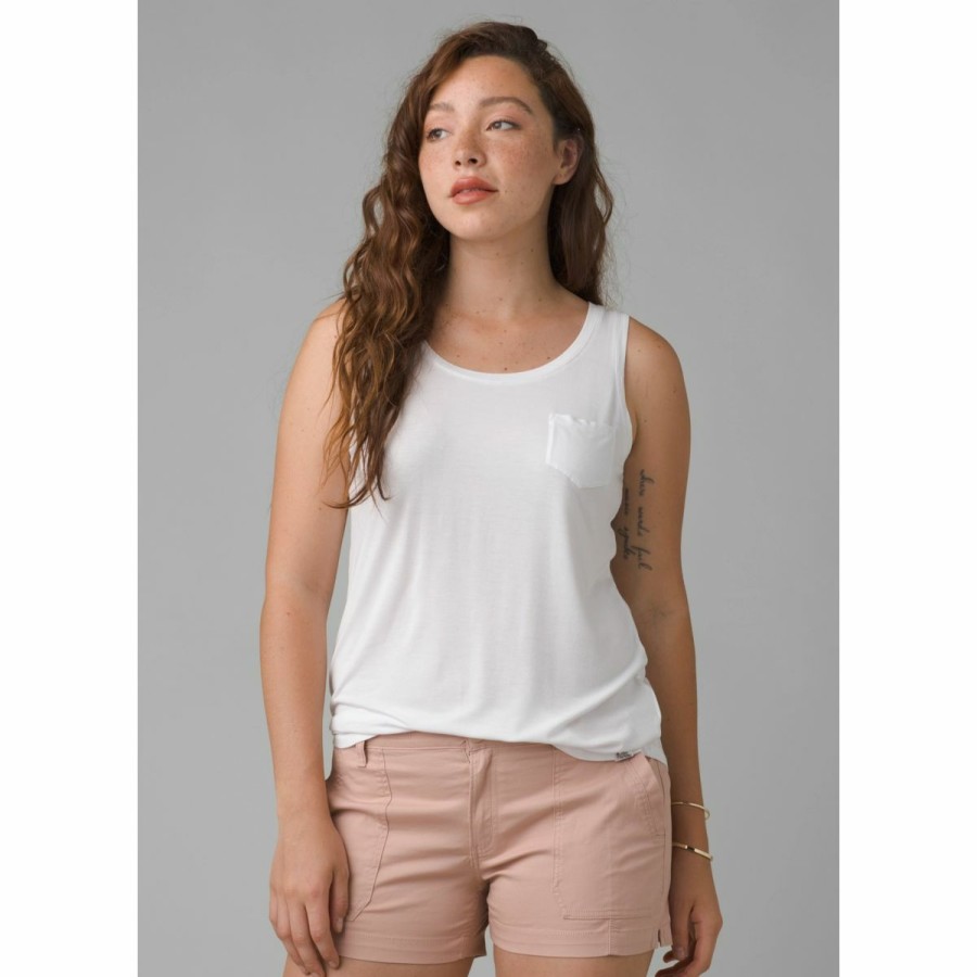 Women'S Shirts * | Prana Foundation Scoop Neck Tank Women'S (Spring 2021) White