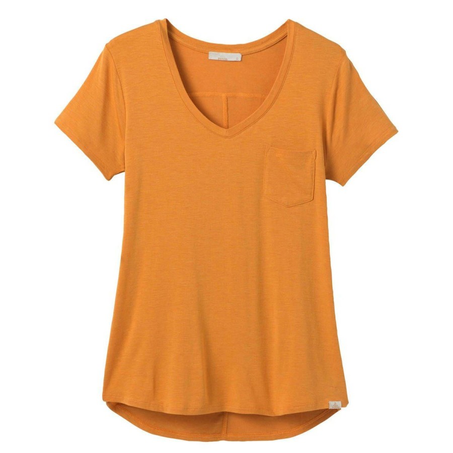 Women'S Shirts * | Prana Foundation Short Sleeve V Neck Women'S (Fall 2021) Butterscotch Heather