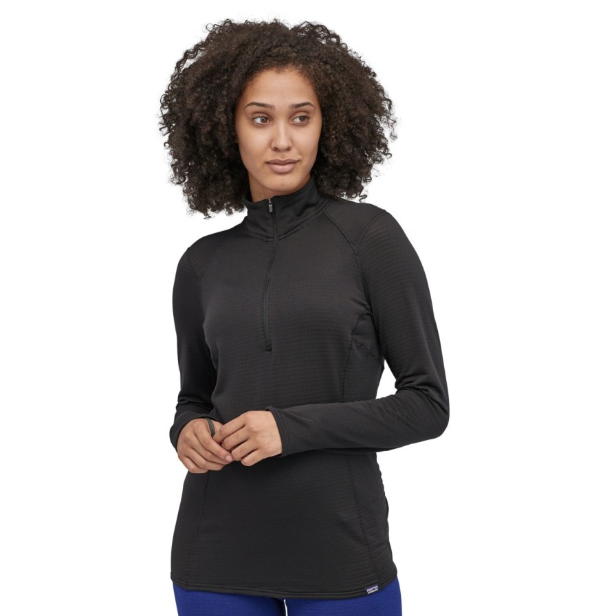 Baselayers & Underwear * | Patagonia Capilene Thermal Weight Zip-Neck Women'S Black