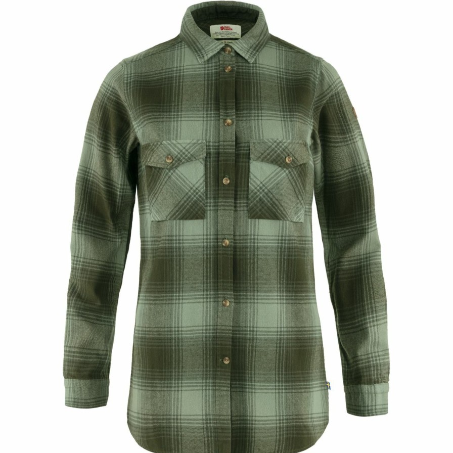 Women'S Shirts * | Fjallraven Ovik Twill Shirt Ls Women'S Deep Forest / Patina Green